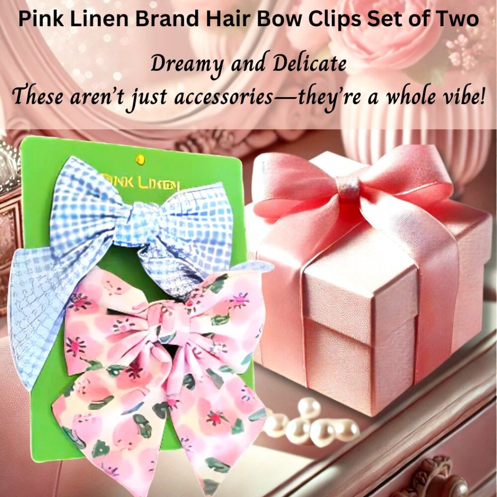 Set of 2 Bow Clips by Coveted Pink Linen Brand, A Chic Finishing Touch!